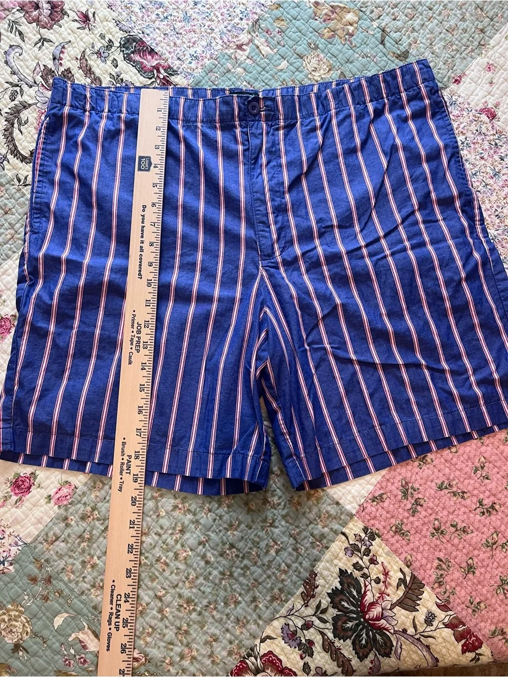 Vintage 90s J. Crew Striped Cotton Shorts Blue Pink White Size L
